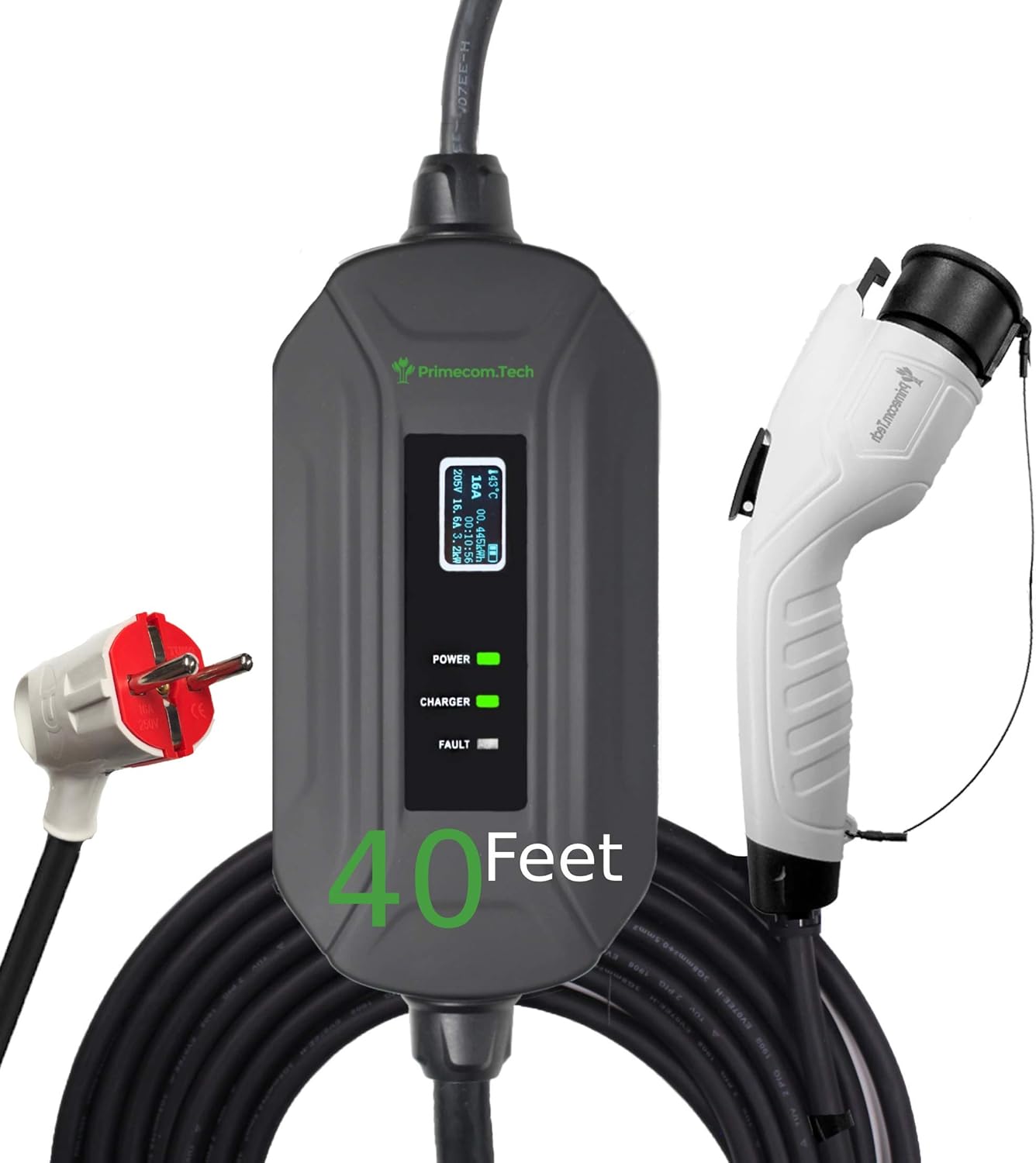 Portable Level 2 EV Charger, 16Amp, 30 Feet Lengths U508142