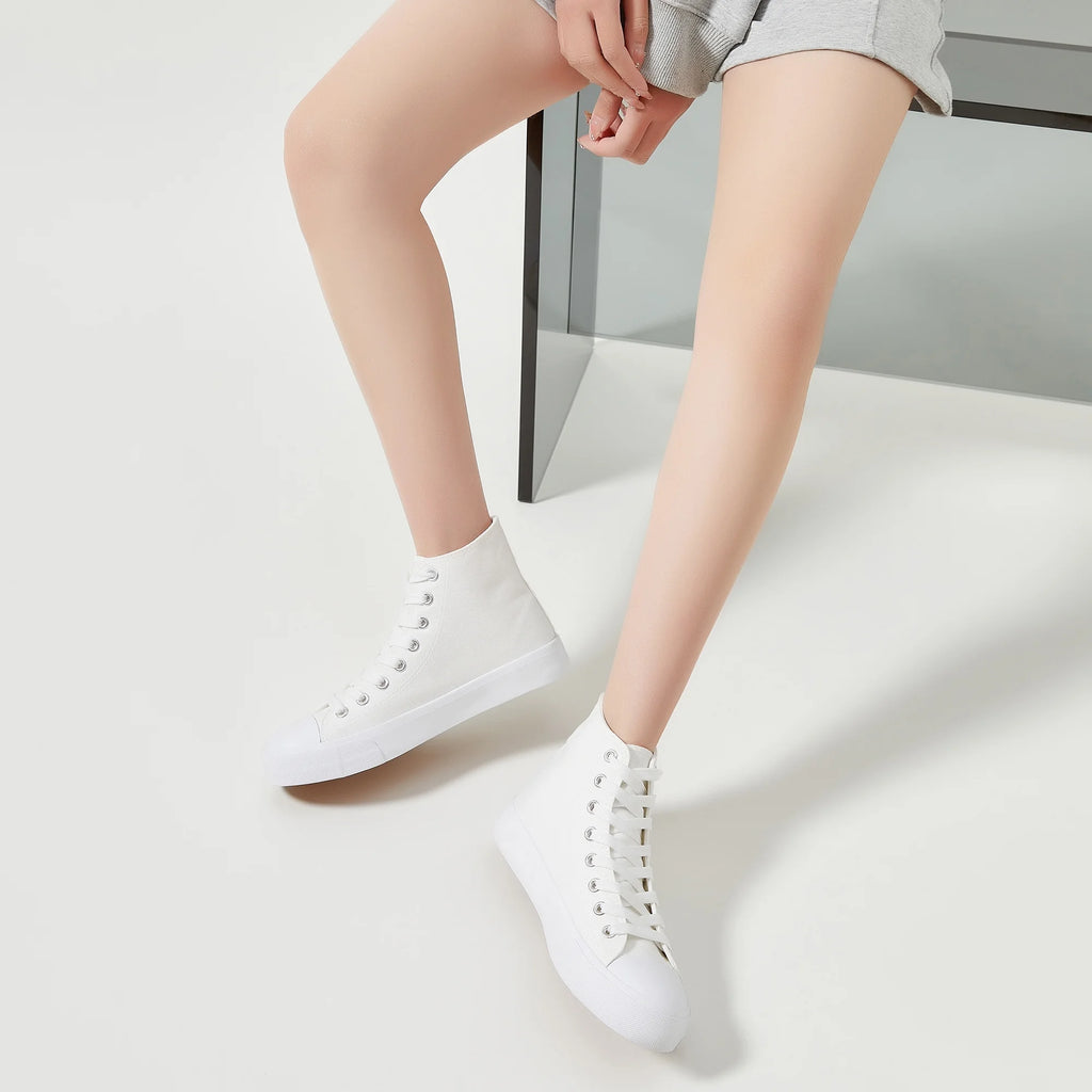 Off-White Canvas High Top Lace-Up Sneakers I495919