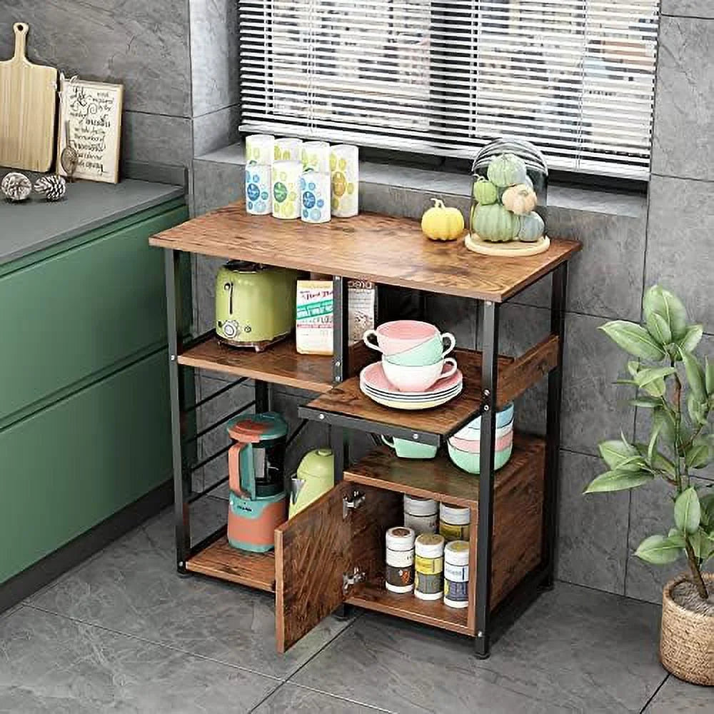 3-Tier Utility Microwave Oven Stand with Cabinet L95792