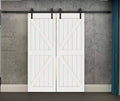 16ft Rustic Black Sliding Barn Door Hardware Kit T30360