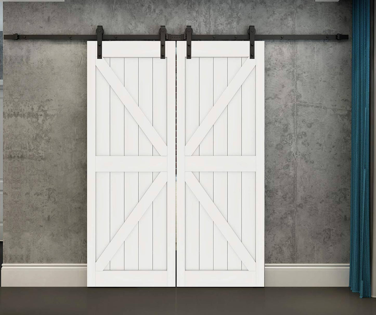 16ft Rustic Black Sliding Barn Door Hardware Kit T30360