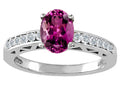 Oval 7x5mm Genuine Rhodolite Solitaire Engagement Ring V6500