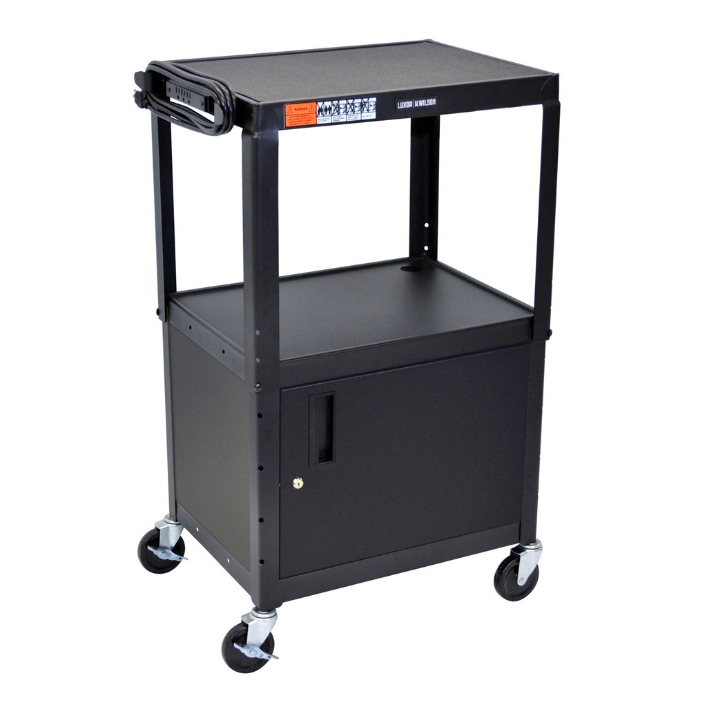 Black Steel A/V Utility Cart with Cabinet G929688