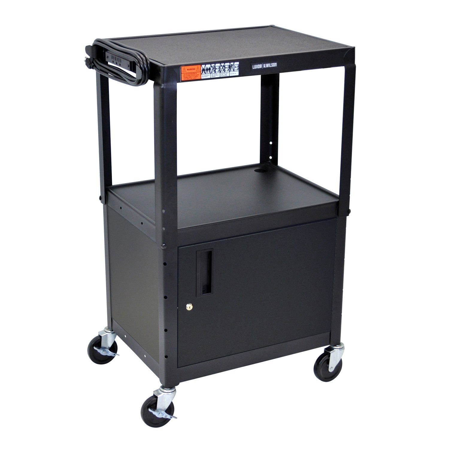 Black Steel A/V Utility Cart with Cabinet G929688