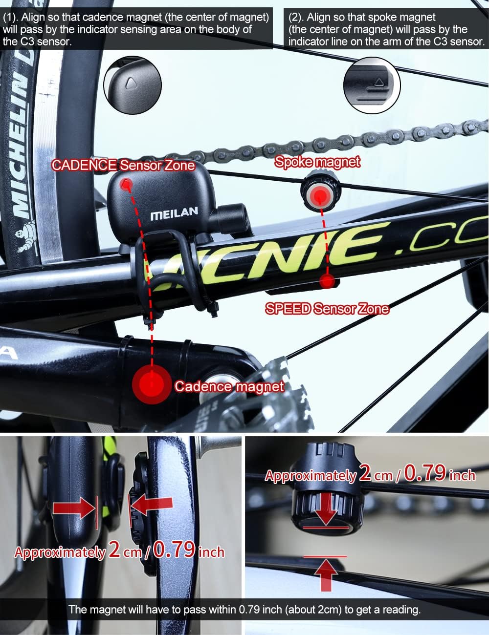 Blade Wireless Bike Computer with Backlight Speed Cadence Sensor Included Bluetooth ANT+ 80 Hours Battery 2.5in Screen Waterproof J4440