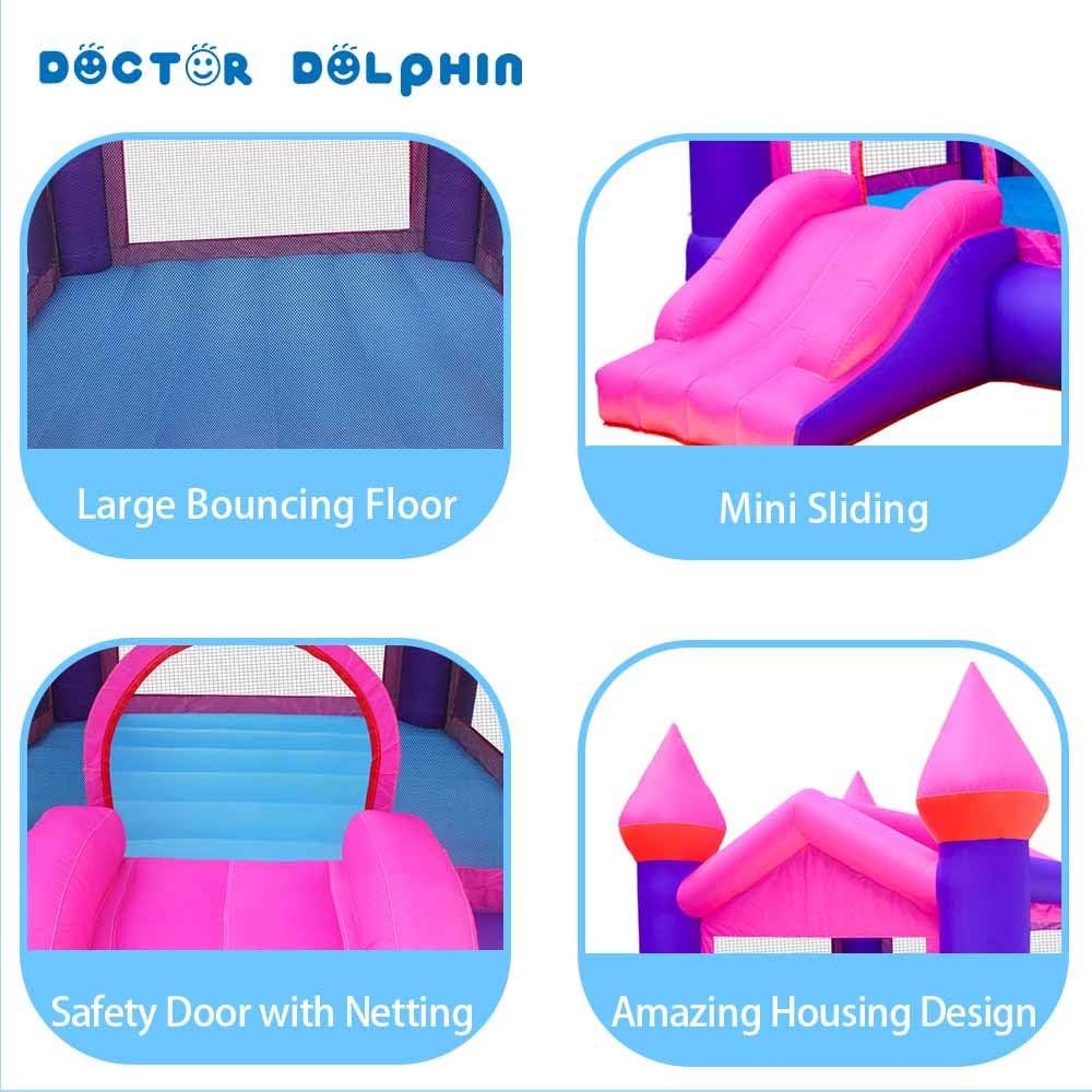 Inflatable Pink Bouncy Castle House with Air Blower W6939