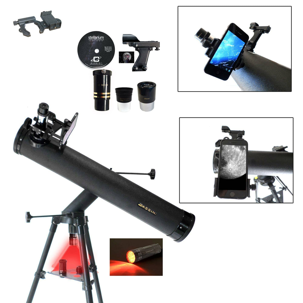 800mm x 80mm Astronomical Reflector Telescope with Smartphone Photo Adapter E2123