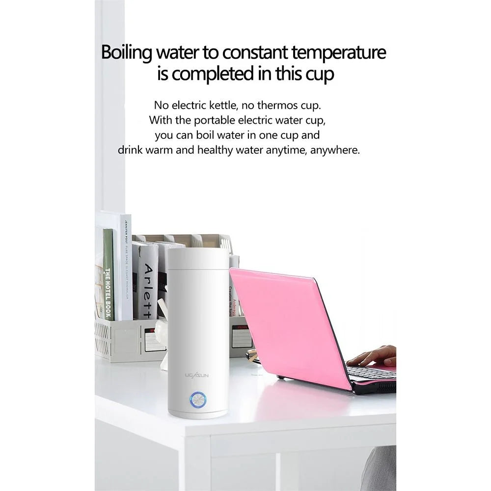 400ML Electric Travel Water Boiler Tea Cup WHITE EU N1120