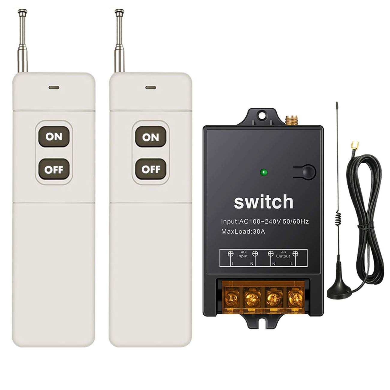 Wireless Remote Switch, 1500M, DC 12V/24V/48V/72V, 40A Relay RF Remote Control Switch, Pack of 2 U919