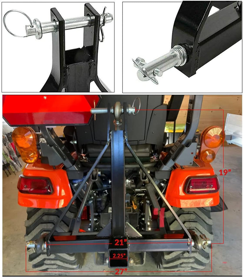 2 Receiver 3 Point Trailer Hitch Category 1 Tractor Tow Drawbar Adapter F543990