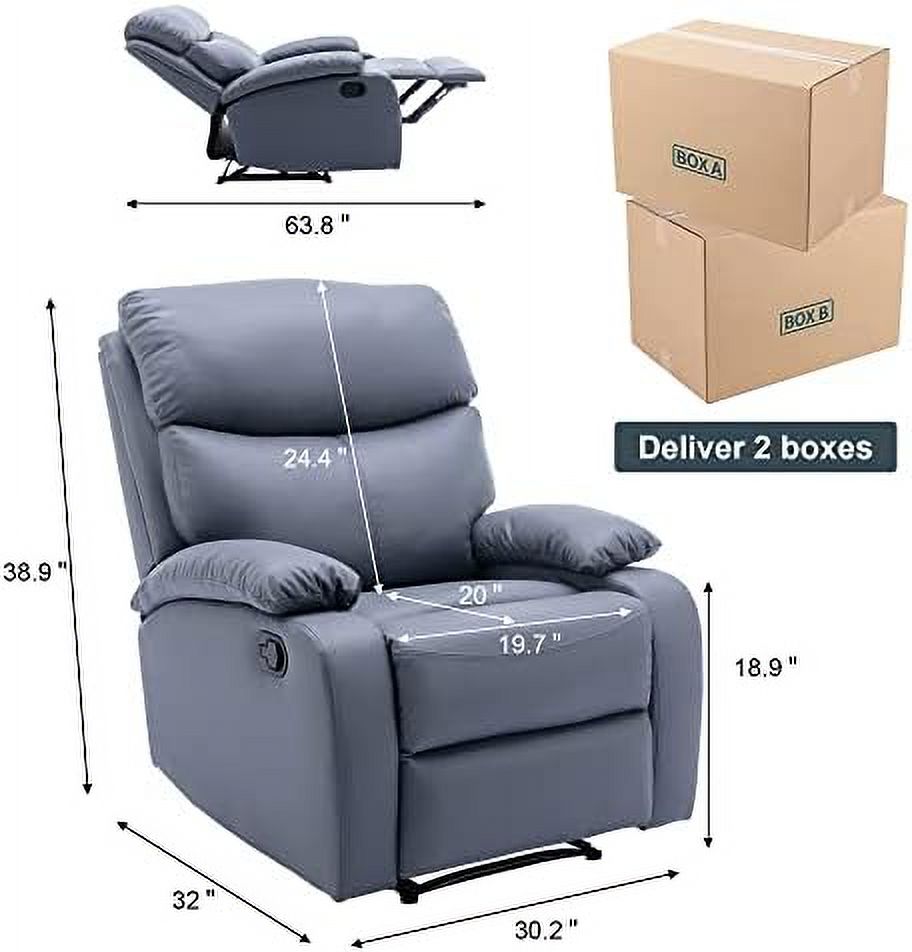 Cerulean Blue Manual Recliner Chair with Micro Leather E12330