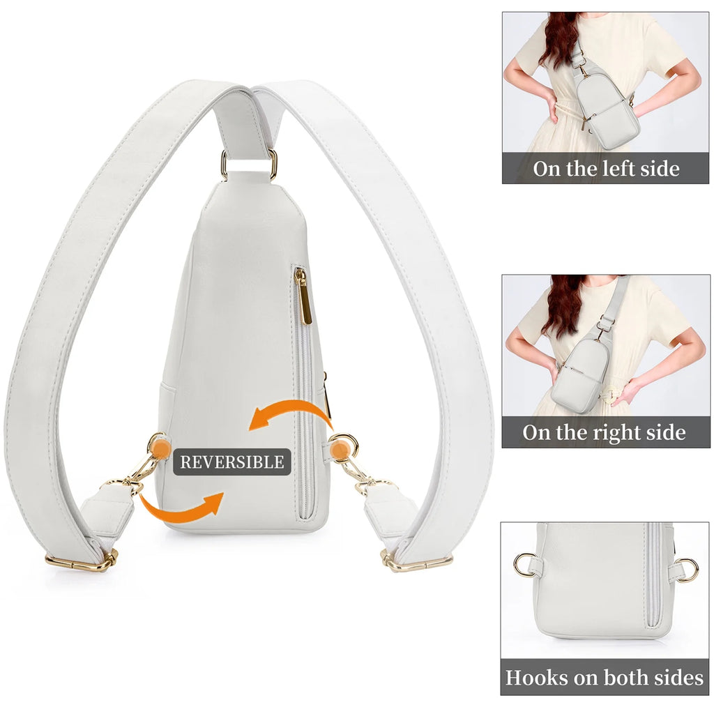 Women Chest Bag Sling Bag Small Crossbody PU Leather Shoulder Backpack D47434