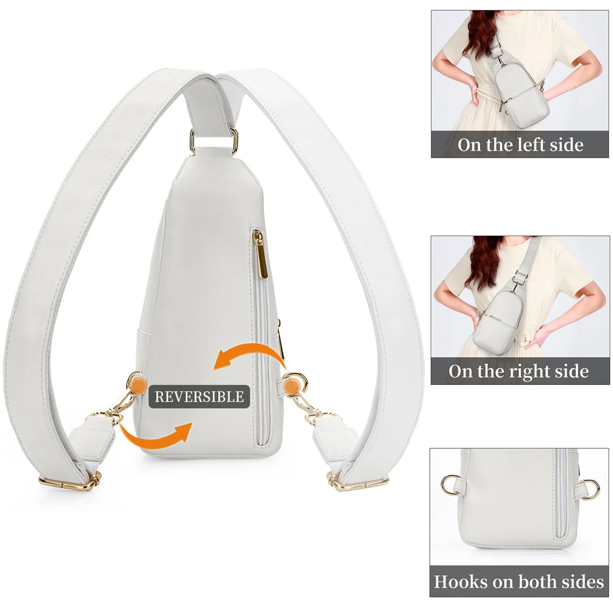 Women Chest Bag Sling Bag Small Crossbody PU Leather Shoulder Backpack D47434