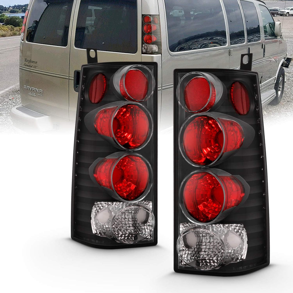 Black Replacement Brake Tail Lights Set W544