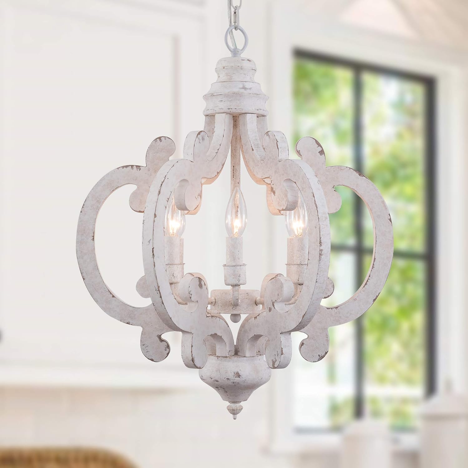 Cottage Wooden Chandelier with Adjustable Chain Z653