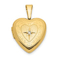 14k Gold 12mm Diamond Photo Locket Pendant Necklace S898