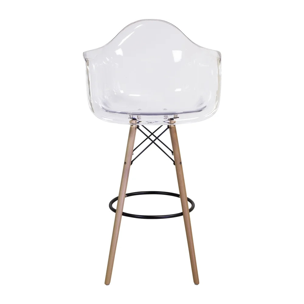 Clear Counter Stool with Wooden Dowel Base K46123
