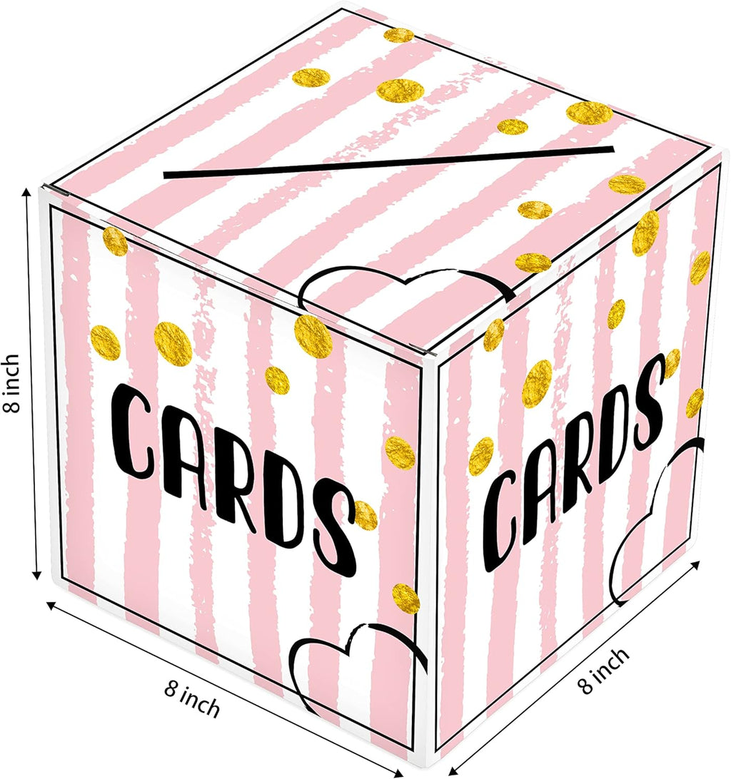 Pink and Golden Card Box Gift or Money Box Holder for Wedding, 1 Set G17723