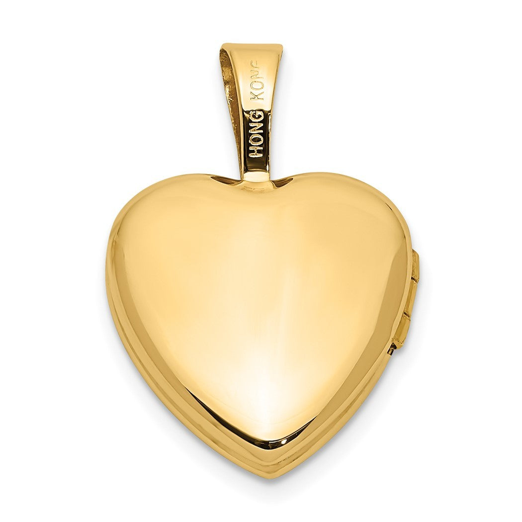14k Gold 12mm Diamond Photo Locket Pendant Necklace S898
