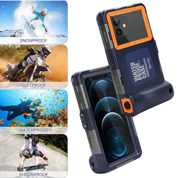 Waterproof Protective Case for Phones Up to 6.9 Inch with Lanyard V103