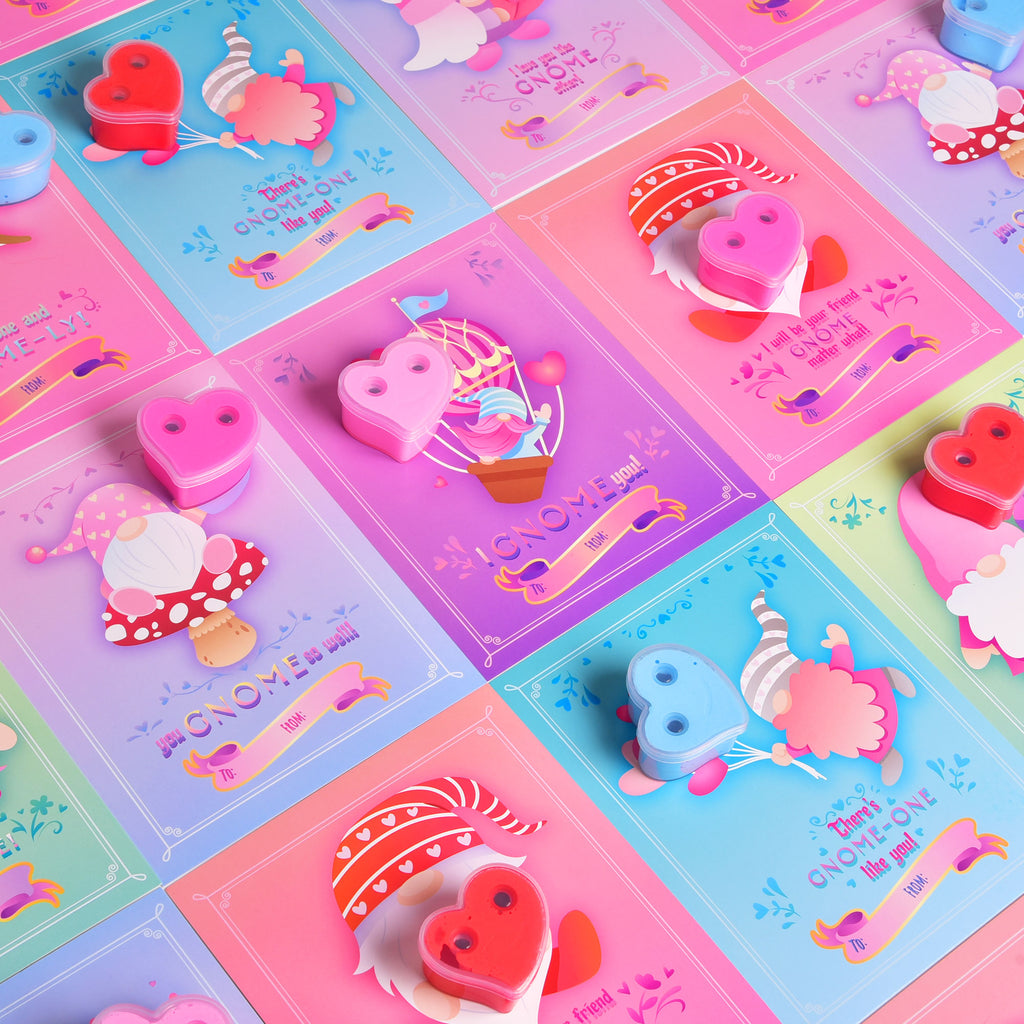 28Pcs Valentine Heart Butter Slime with Gnome Cards L84732