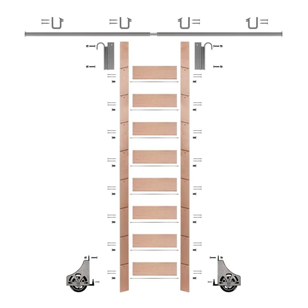 Red Oak Library Ladder Kit with 8 ft. Rail H4668