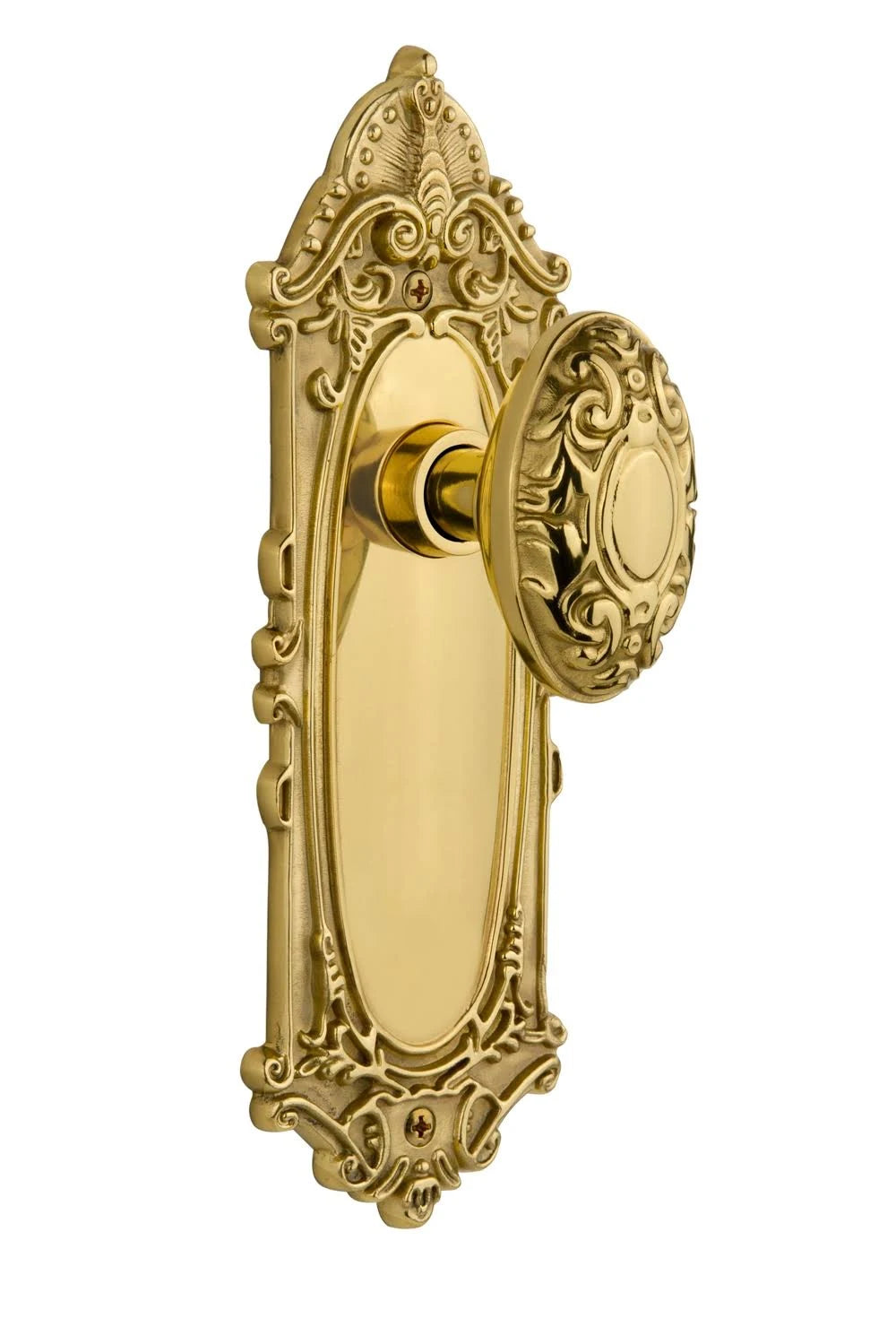 Victorian Passage Door Knob, Polished Brass I49163