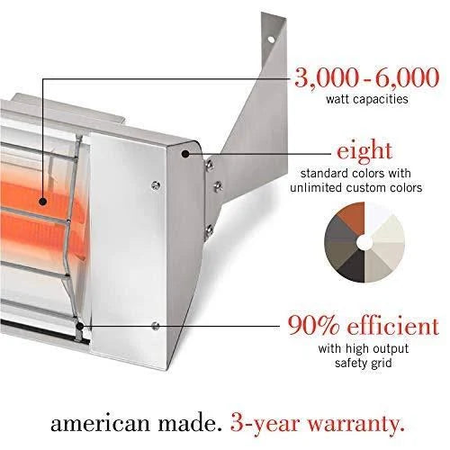6,000 Watt Dual Element Electric Patio Heater, Stainless Steel F134697