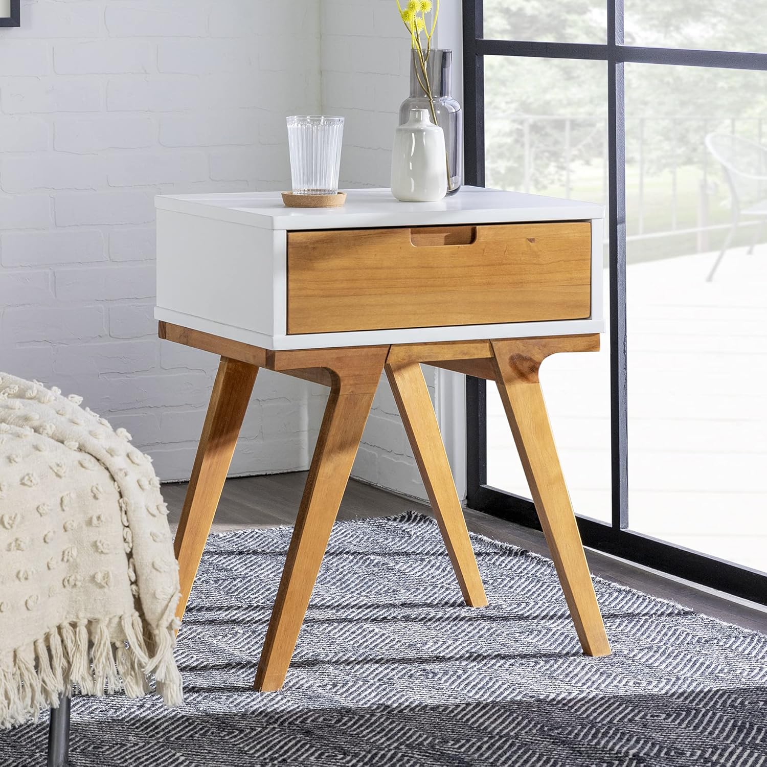 Caramel 2 Drawer Wood Nightstand H474