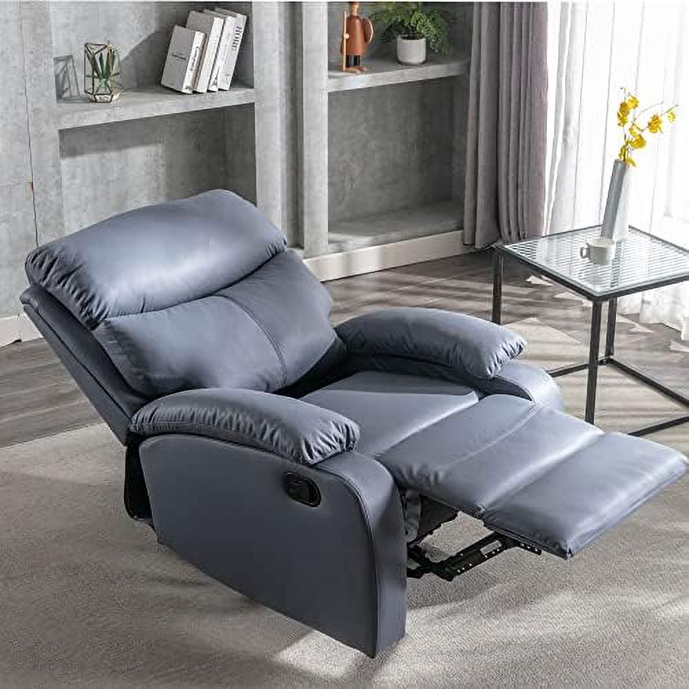 Cerulean Blue Manual Recliner Chair with Micro Leather E12330