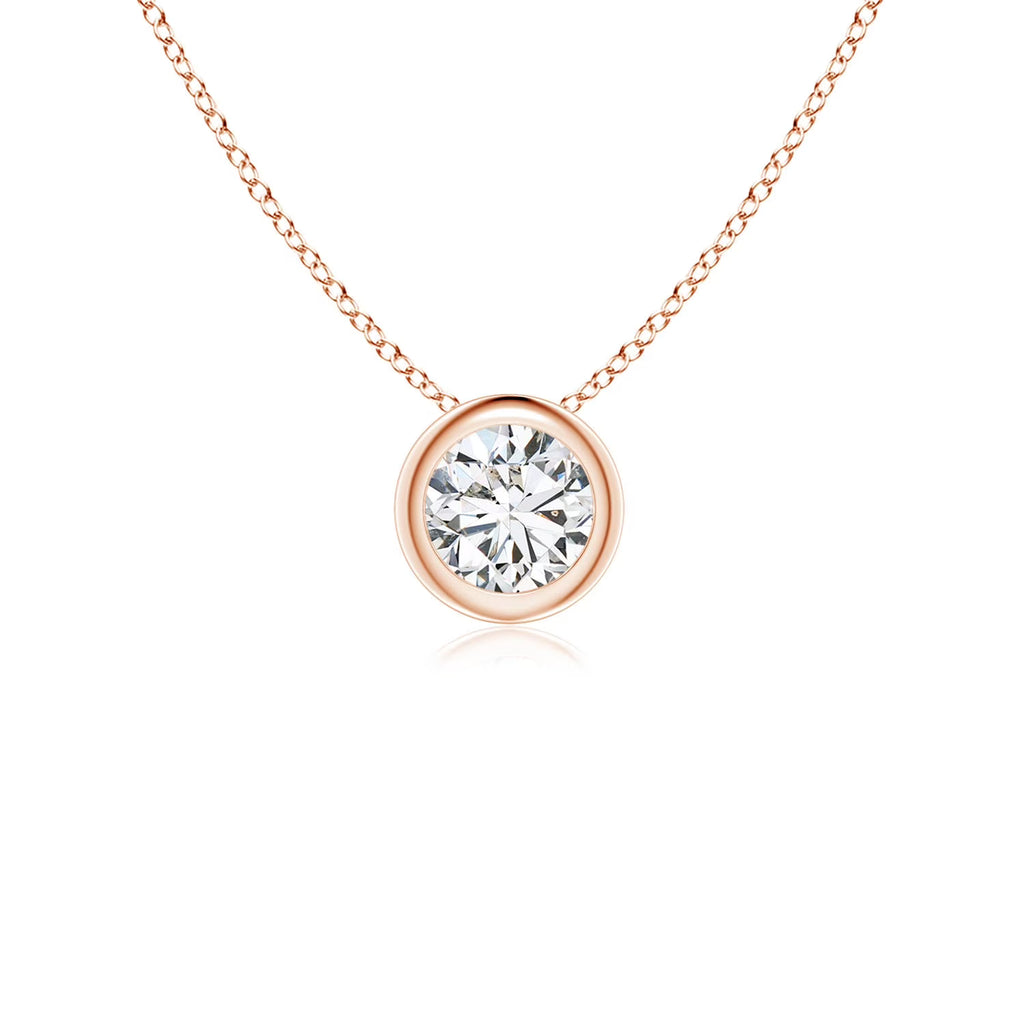 14K Rose Gold Diamond Solitaire Pendant Necklace F65610