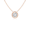 14K Rose Gold Diamond Solitaire Pendant Necklace F65610