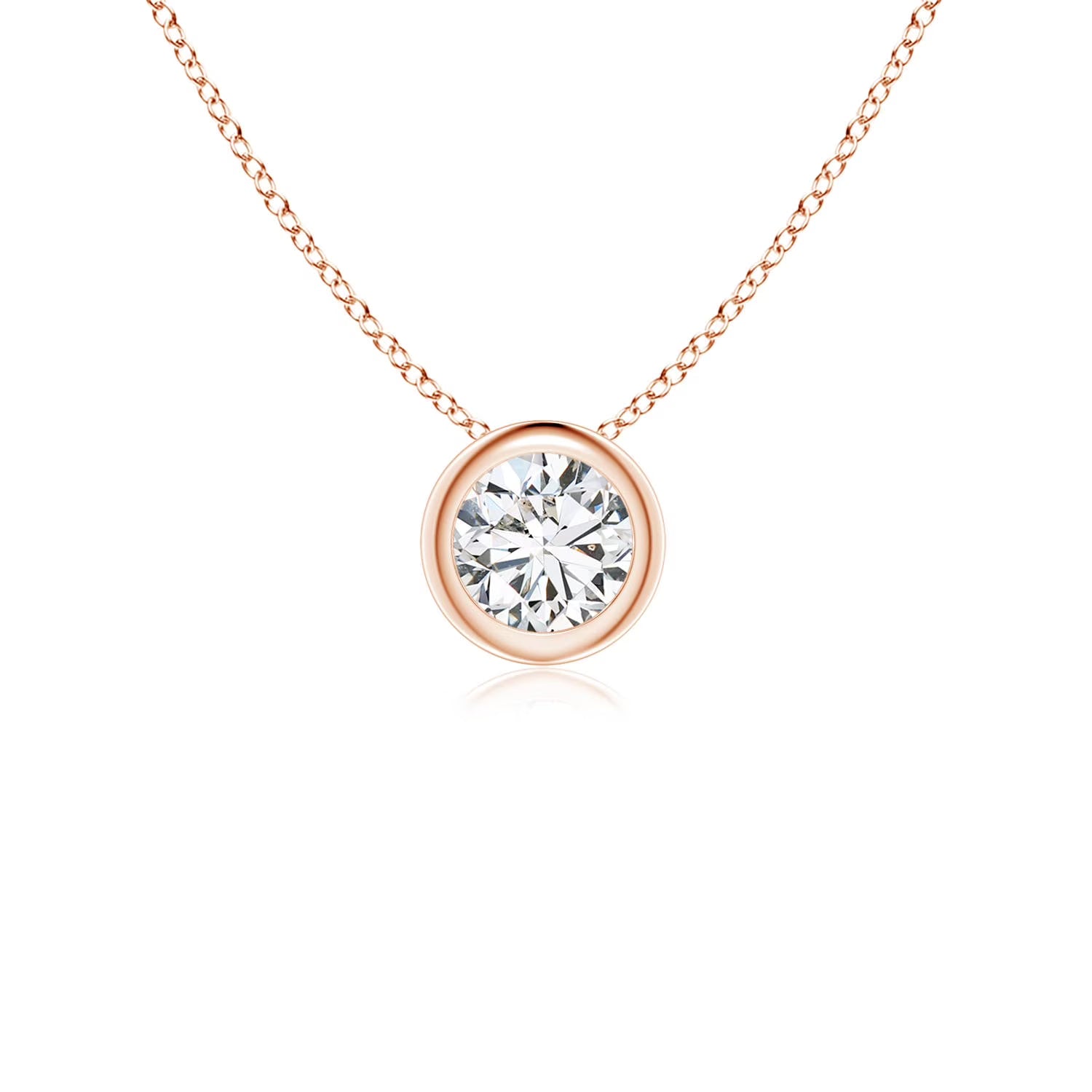 14K Rose Gold Diamond Solitaire Pendant Necklace F65610