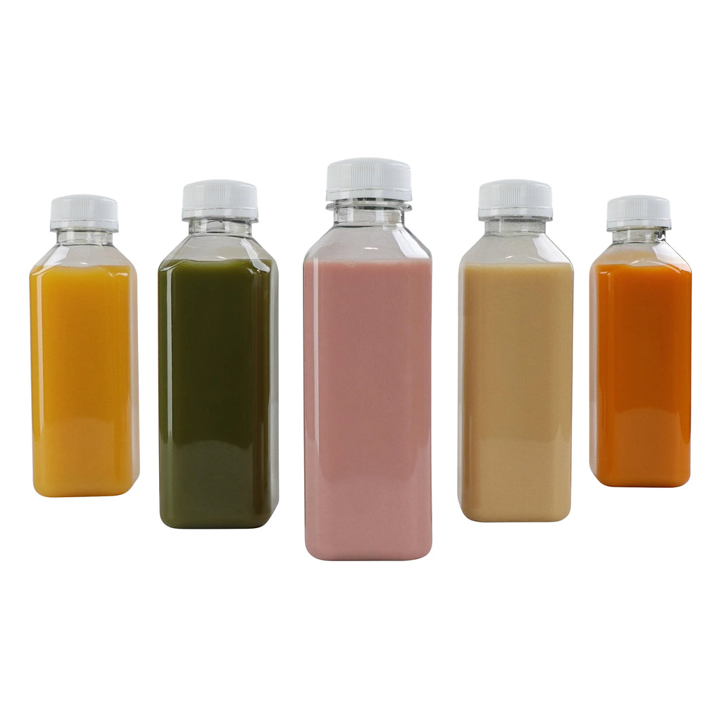 Plastic Juice Bottles with Caps in White - 35pk 16oz Bottles with Lids M465033