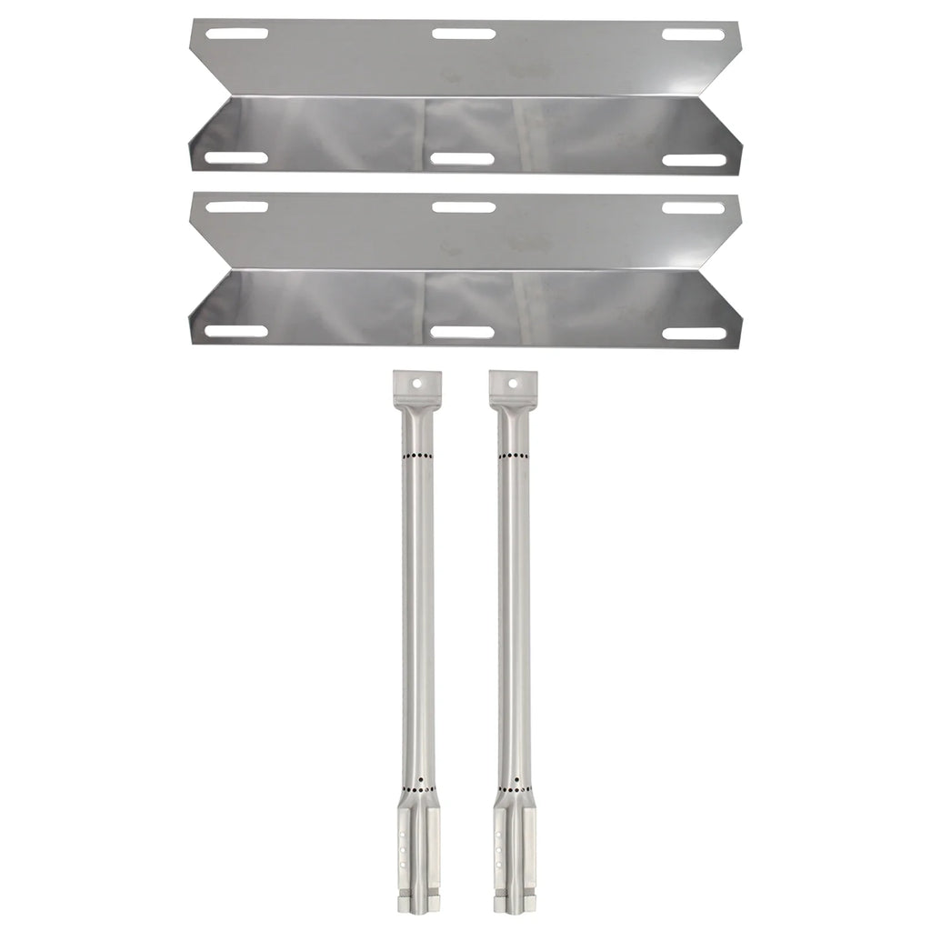 2-Pack Stainless Steel BBQ Gas Grill Tube Burner & Heat Shield Plate Replacement Parts I701