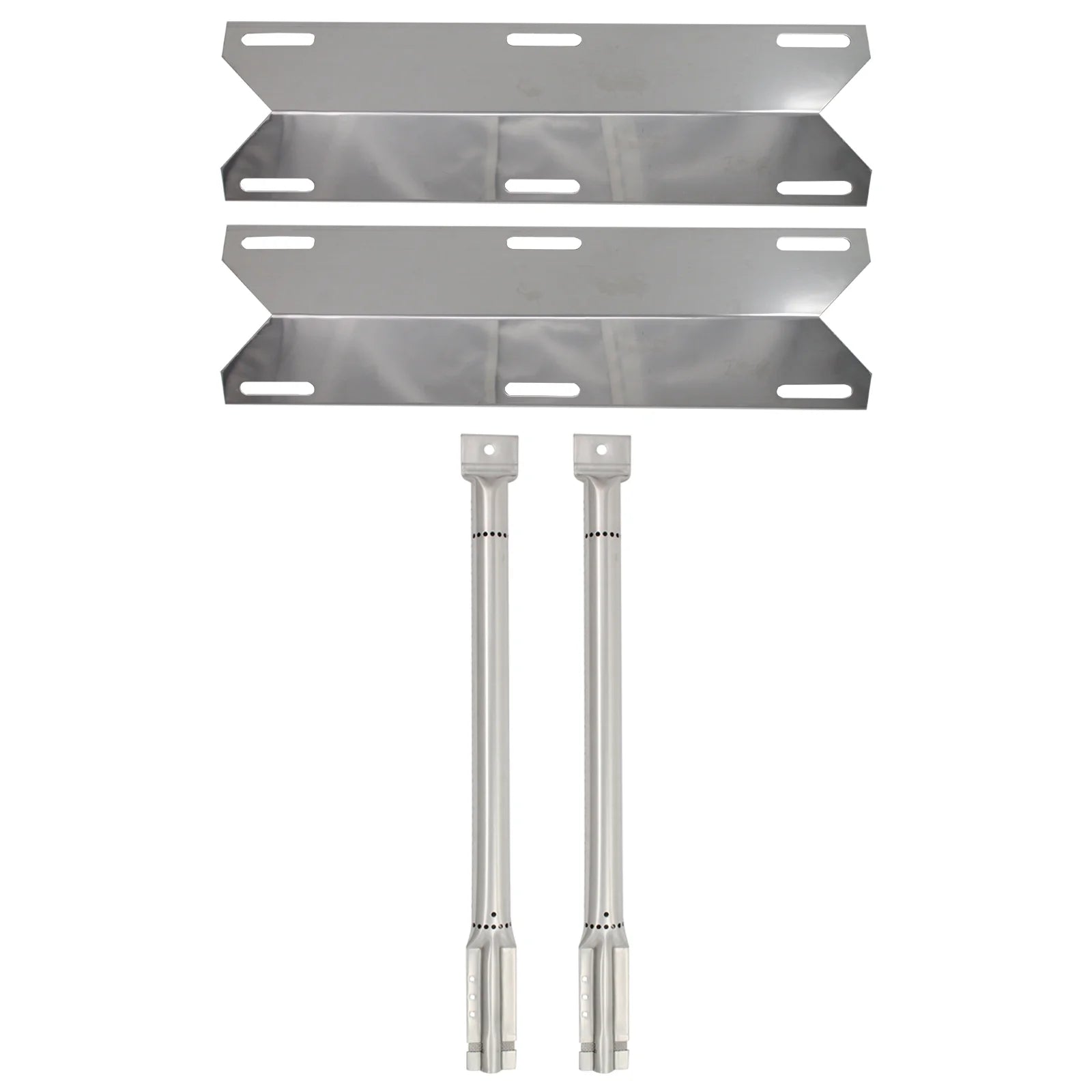 2-Pack Stainless Steel BBQ Gas Grill Tube Burner & Heat Shield Plate Replacement Parts I701