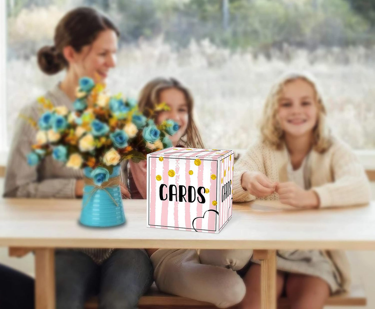 Pink and Golden Card Box Gift or Money Box Holder for Wedding, 1 Set G17723