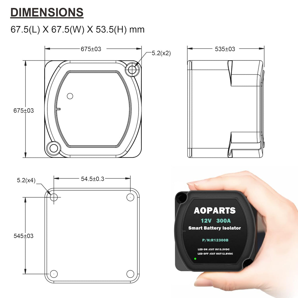 12V 300Amp Voltage Sensitive Relay Battery Isolator K493435
