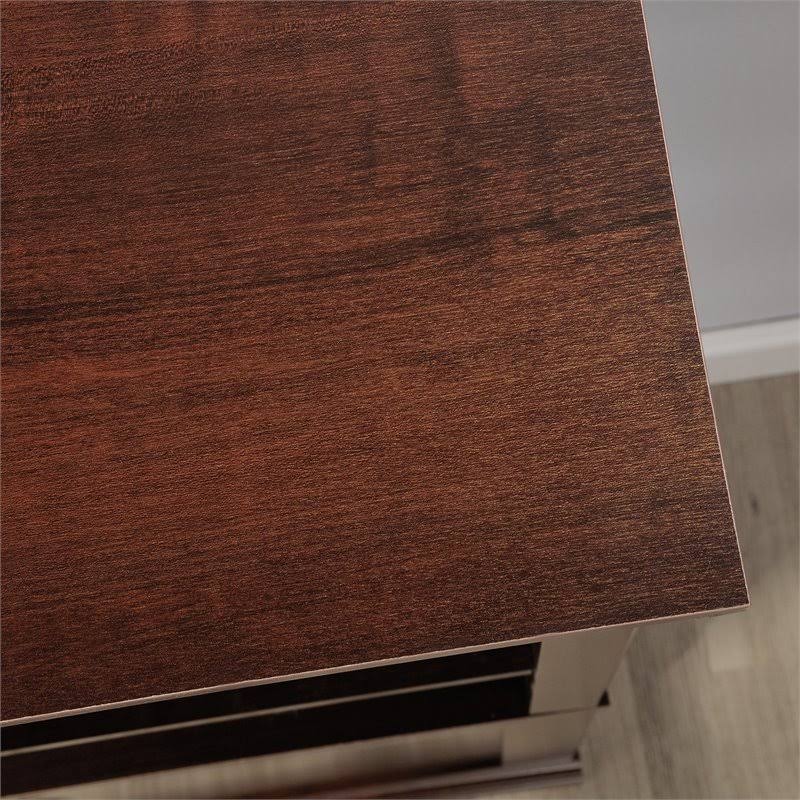 Contemporary 3-Shelf 2-Door Tall Wood Bookcase in Cherry T8933