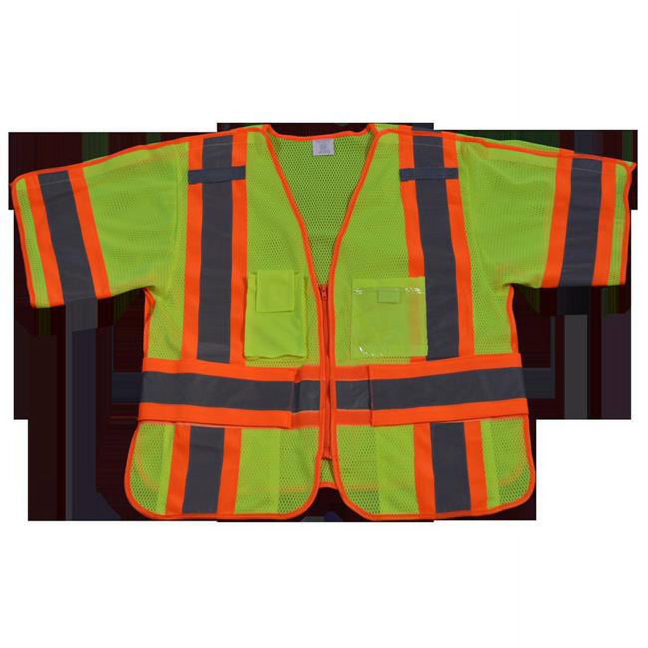 Lime Mesh Safety Vest with Orange Contrast Binding & Trim K6284