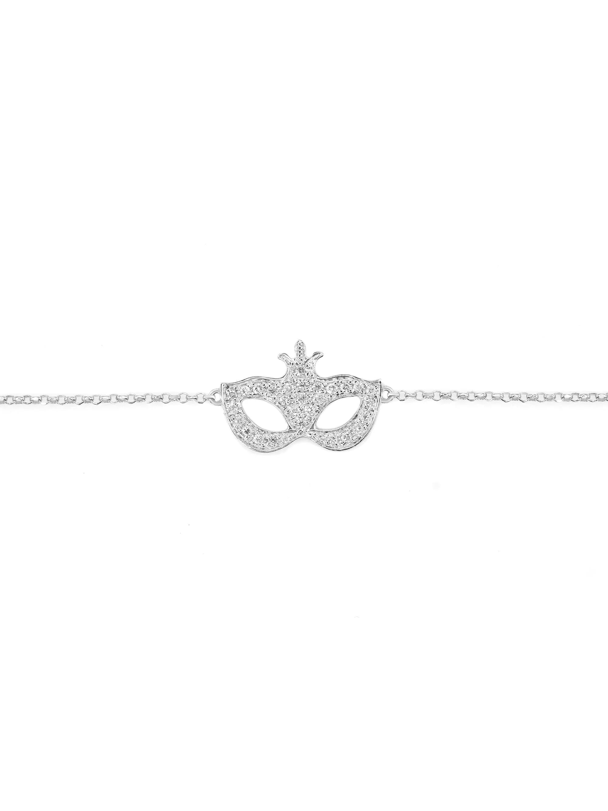 18K White Gold Diamond Masquerade Mask Bracelet O44617