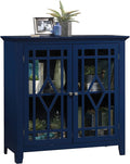 Indigo Blue Accent Storage Cabinet with Glass Doors R411450