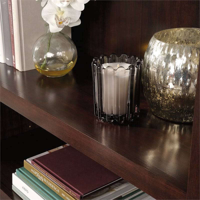 Contemporary 3-Shelf 2-Door Tall Wood Bookcase in Cherry T8933