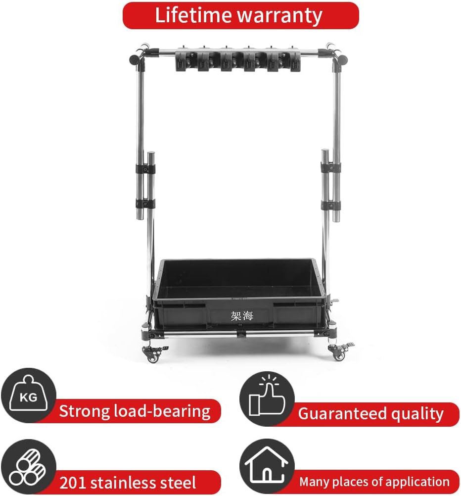 Stainless Steel Adjustable Height Broom and Mop Rack Storage Rack I798197