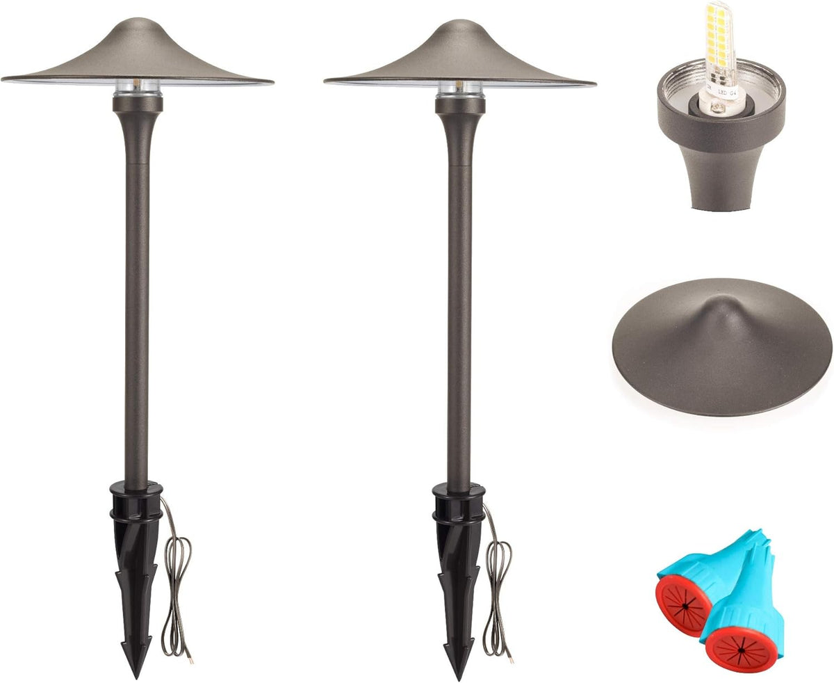 Bronze Finish 2-Pack Die-cast Aluminum LED Pathway Light W9177