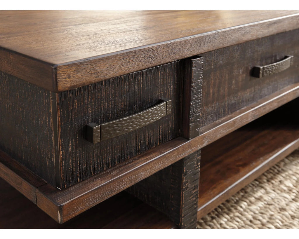 2 Drawer Coffee Table with Lift Top, Two-tone Brown A430042