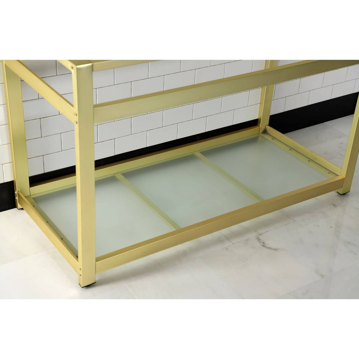 Oil Rubbed Bronze Console Sink Base with Glass Shelf S7276