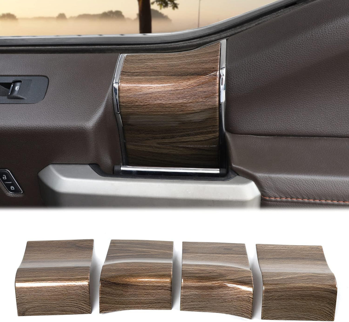 Red Carbon Fiber Interior Door Handle Panel Trim Cover Accessories Pack of 2 F50353