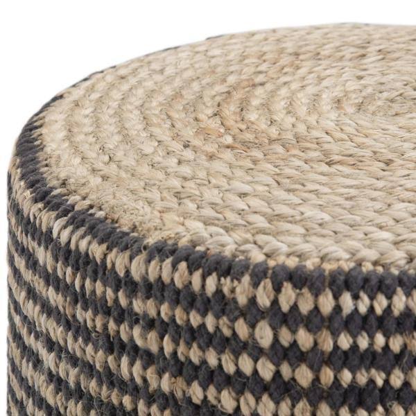 Natural Jute Round Braided Pouf V88941