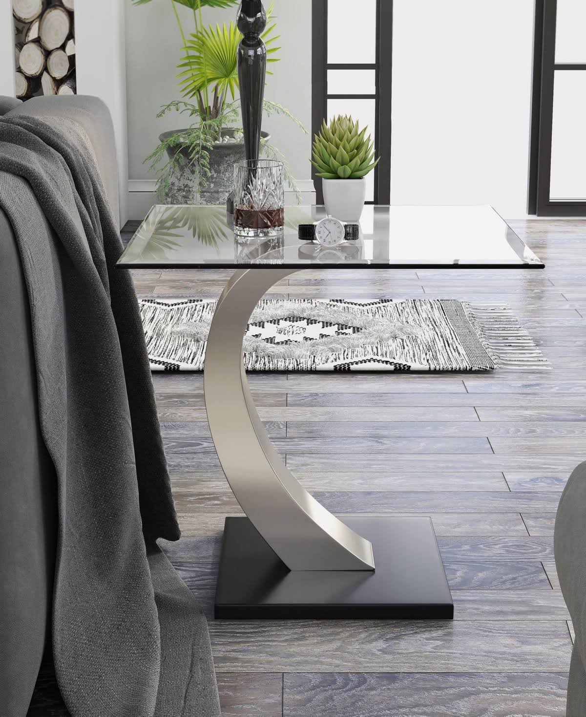 Silver Square End Table V933